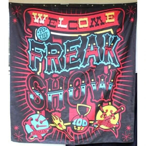 RARE Vtg Large Welcome To The Freak Show Circus Advertising Show Flag Sign 70X77